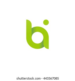 initial letter bi modern linked circle round lowercase logo green