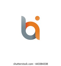 initial letter bi modern linked circle round lowercase logo orange gray
