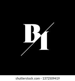 Initial Letter BI Monogram Sliced. Logo template isolated on black background