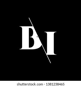 Initial Letter BI Monogram Sliced. Modern logo template isolated on black background
