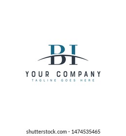 Initial letter BI, overlapping movement swoosh horizon logo company design inspiration in blue and gray color vector