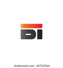 Initial letter BI, straight linked line bold logo, gradient fire red black colors