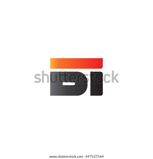 Initial letter BI, straight linked line bold logo,\
gradient fire red black\
colors