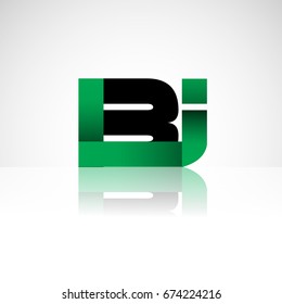 Initial letter BI uppercase modern and simple logo linked green and black colored, isolated in white background. Vector design for company identity.