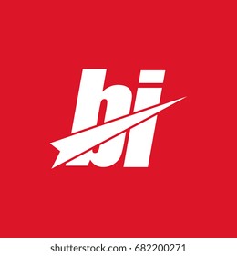 initial letter bi white logo in red background