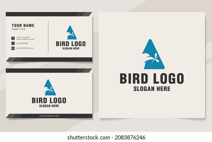 Initial letter A and bird logo with business card template
