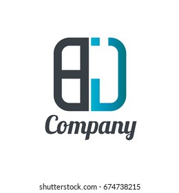 Initial Letter BJ BI Linked Box Design Logo