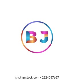 Initial letter BJ curve rounded logo, gradient vibrant colorful glossy colors