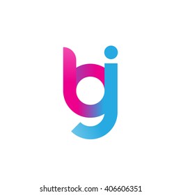 initial letter bj linked circle lowercase logo pink blue purple