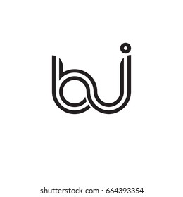Initial letter bj, linked outline rounded lowercase, monogram black