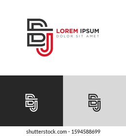 Initial Letter BJ linked uppercase overlap modern logo design template. Suitable for business, consulting group company