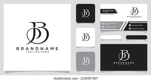 Plantilla de vector de diseño de logotipo BJ de carta inicial con diseño de tarjeta de visita