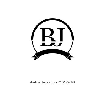 initial letter BJ logo monogram retro black