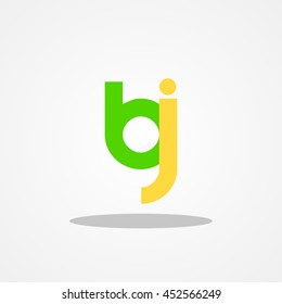 Initial letter BJ lowercase logo design template green yellow