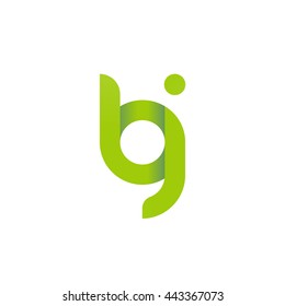 initial letter bj modern linked circle round lowercase logo green