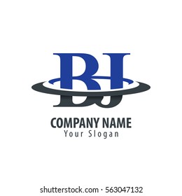 Initial Letter BJ With Overlapping Swoosh Circle