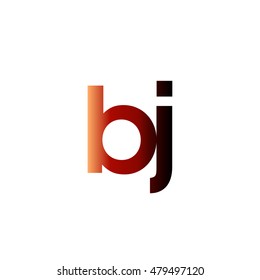 Initial letter BJ red brown gradation color logo