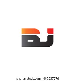 Initial letter BJ, straight linked line bold logo, gradient fire red black colors