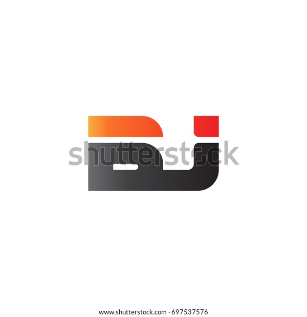 Initial letter BJ, straight linked line bold logo,\
gradient fire red black\
colors