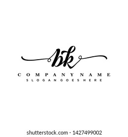 Initial letter BK beautiful handwriting logo vector template