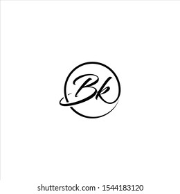 Letra inicial BK hermosa plantilla vectorial del logotipo de escritura a mano