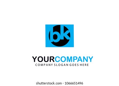 Initial Letter BK in a Circle Logo Vector Business Design