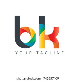 Initial Letter BK Curve Rounded Design Logo