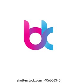 initial letter bk linked circle lowercase logo pink blue purple