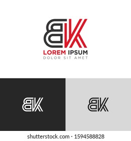 Initial Letter BK linked uppercase overlap modern logo design template. Suitable for business, consulting group company