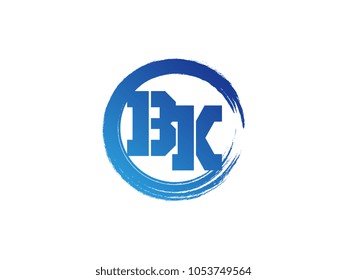 Initial letter BK logo with blue zen brush