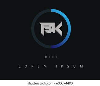 Initial Letter BK Logo design with blue circle