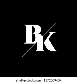 Initial Letter BK Monogram Sliced. Logo template isolated on black background