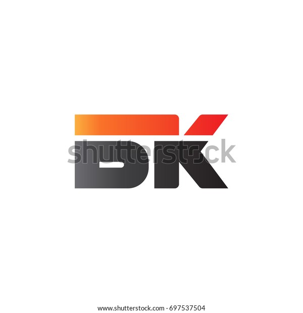Initial letter BK, straight linked line bold logo,\
gradient fire red black\
colors