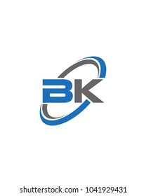 initial letter BK swoosh ring company logo blue gray