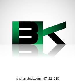 Initial letter BK uppercase modern and simple logo linked green and black colored, isolated in white background. Vector design for company identity.