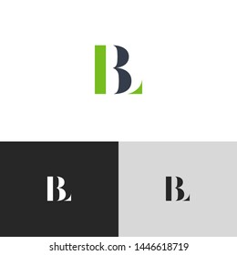 Initial Letter bl b l  uppercase modern logo design template elements. green letter Isolated on black white grey background. Suitable for business, consulting group company.