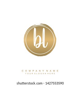 Initial letter BL beautiful handwriting logo vector template