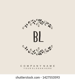 Initial letter BL beautiful handwriting logo vector template