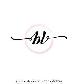 Initial letter BL beautiful handwriting logo vector template