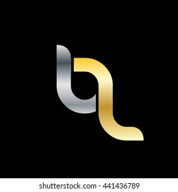 Initial Letter BL BQ Logo Circle Rounded Lowercase Logo Silver Gold Black Background