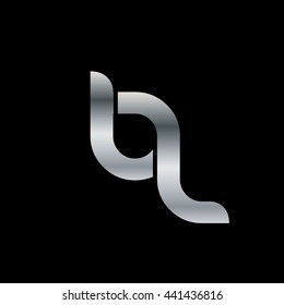Initial Letter BL BQ Logo Circle Rounded Lowercase Logo Silver Black Background