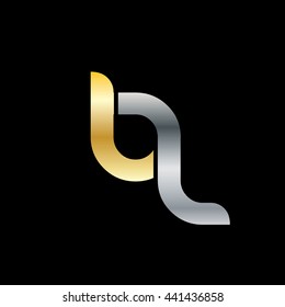 Initial Letter BL BQ Logo Circle Rounded Lowercase Logo Gold Silver Black Background