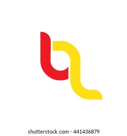 Initial Letter BL BQ Logo Circle Rounded Lowercase Logo Red Yellow