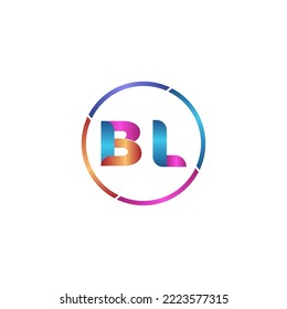 Initial letter BL curve rounded logo, gradient vibrant colorful glossy colors