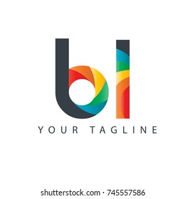 Initial Letter BL Curve Rounded Design Logo