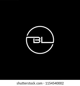 Initial letter BL LB minimalist art monogram circle shape logo, white color on black background