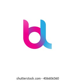 initial letter bl linked circle lowercase logo pink blue purple