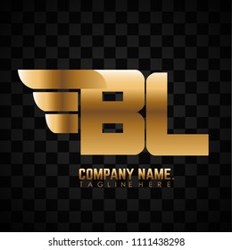 Initial Letter BL Linked Design Logo with gold line creative effect black background
