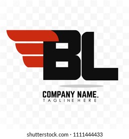 Initial Letter BL Linked Design Logo with line blue and red special superhero