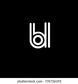 Initial letter bl, linked outline rounded lowercase,  black background